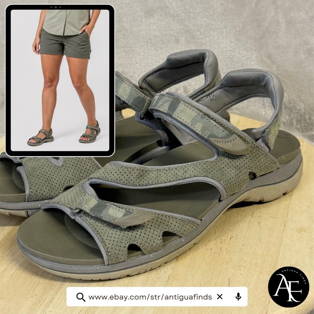Dr. Scholls Adelle 2 Womens 10 Olive Green Camo Sport Sandals Recycled Fabric